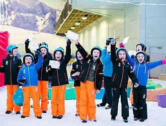 Group of children having fun on snow