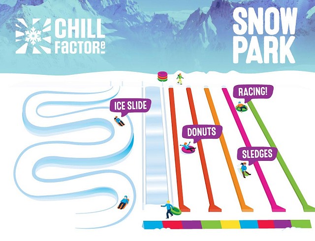 Illustrated map of the Snow Park at Chill Factor<sup>e</sup>